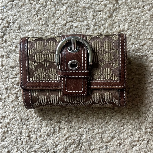 Coach Handbags - Brown and Tan Wallet with Buckle